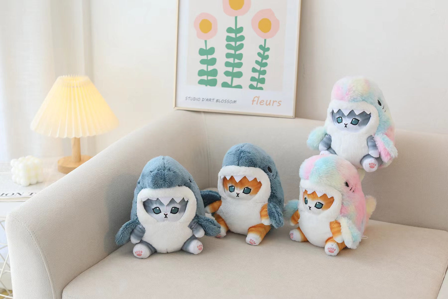 Plush Toys - Mofusand Cute Plush Grey Shark Orange Style