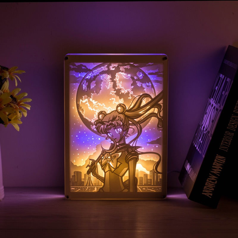 Lámparas de corte de papel rectangulares Sailormoon