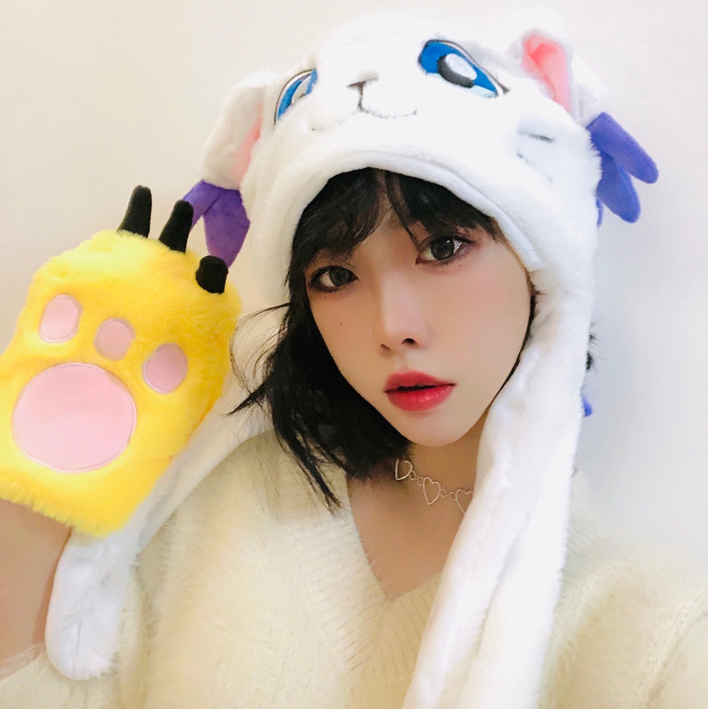 テイルモン ガトモン ふわふわ防寒帽子