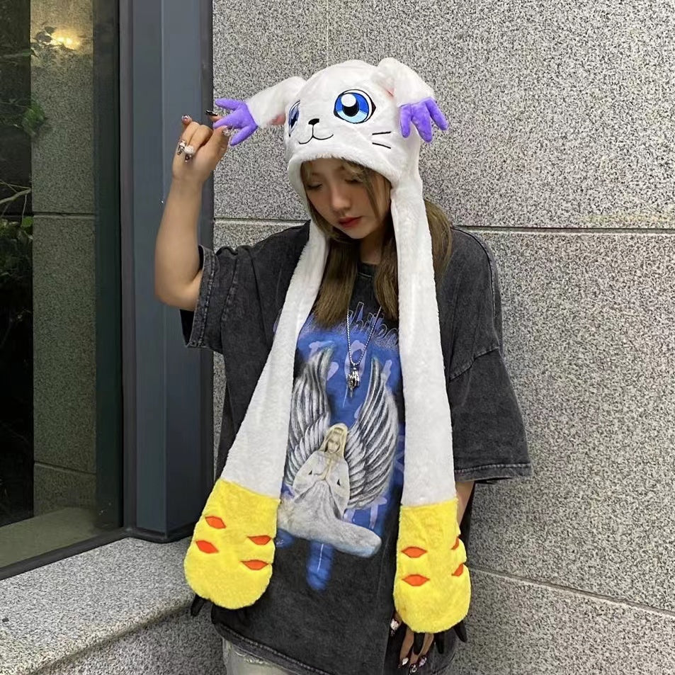テイルモン ガトモン ふわふわ防寒帽子