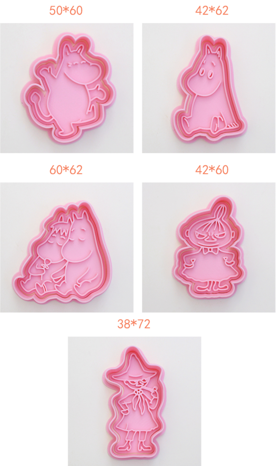 Juego de 5 cortadores de galletas Moomins